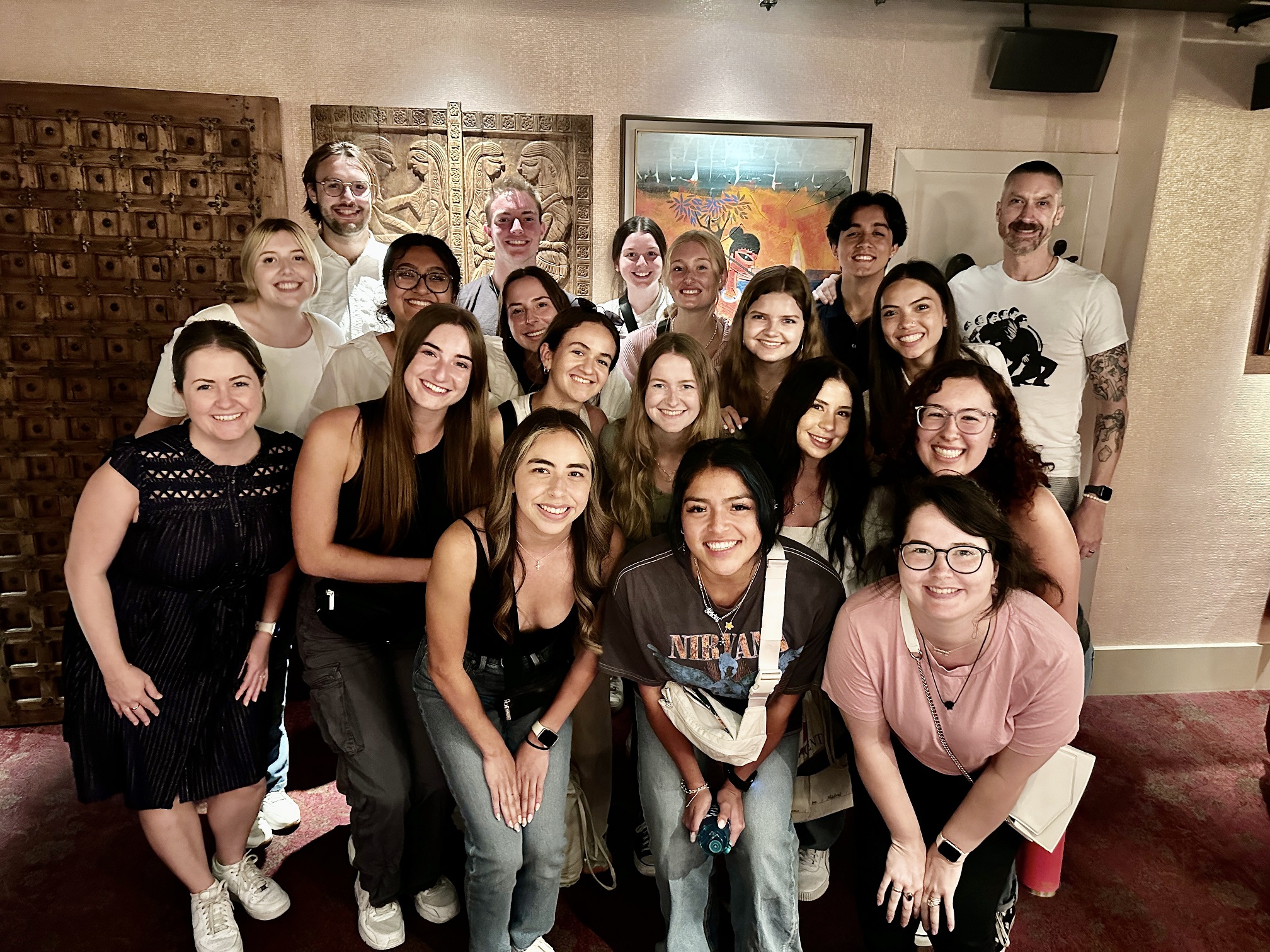 Students and program directors pose for a photo on the last day of the study abroad program in London.