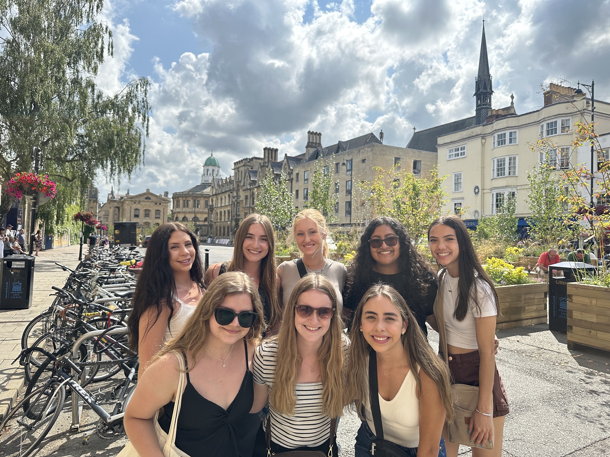 Students in Edson College's study abroad program in London pose for a group photo on the streets of Oxford.