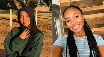 Image is a split screen of Edson College students Aida Zaki Shaniece N. Randolph